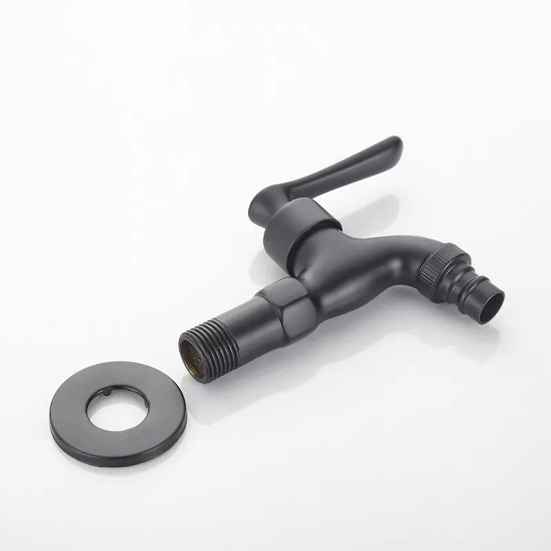 Bathroom Black Single Cold Tap Wall Washing Machine Single Tap Cold Water Faucet Garden Black