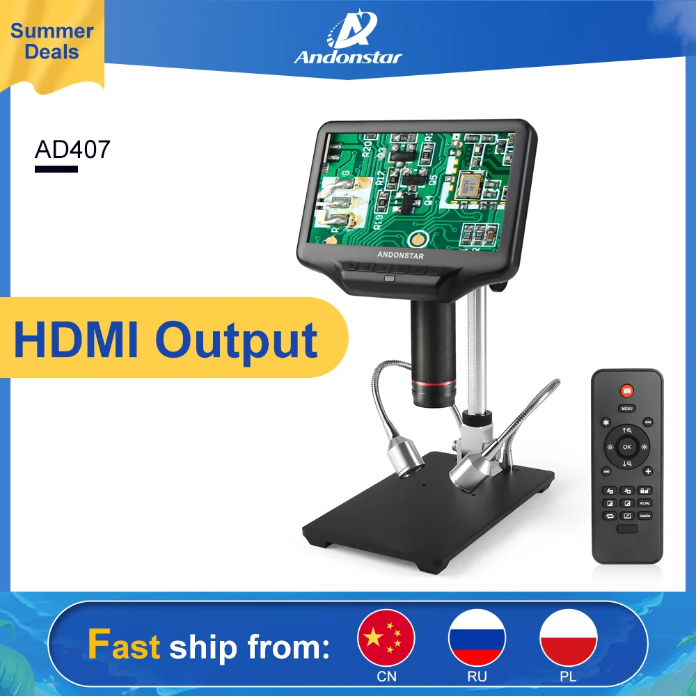 Andonstar AD407 1080P 3D HDMI Digital Microscope Super Large Working Space 7 inch Screen Electronic Soldering Tool for Repairing