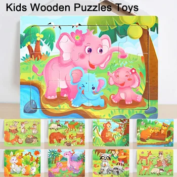 

Puzzles Toys For Children Wooden Early Educational Cartoon Learning Pegged Puzzles Study 2020 New Kids Toy Size:15x0.3x11cm
