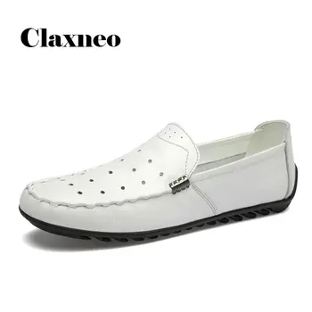 

CLAXNEO Mans Boat Shoes 2020 Summer Male Leather Shoe Slipons Genuine Leather Men's Moccasins Loafers Breathable