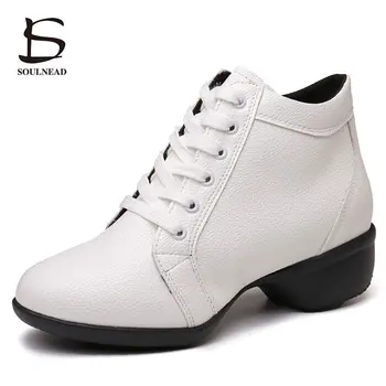 

New Soft Bottom Sports Feature Dance Shoes Women White Red Modern Jazz Hip-hop Dance Sneakers Female Practice Dancing Shoes