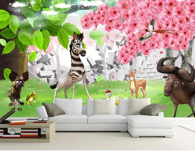 Пользовательские фото обои для дома 3D мультяшное животное зебра детская спальня детская комната настенное украшение панно Papel де Parede