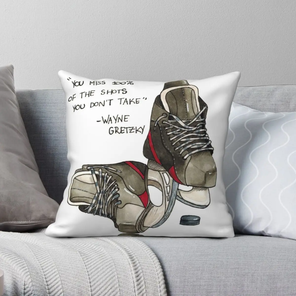 

Hockey Pillowcase Polyester Linen Velvet Printed Zip Decor Pillow Case Car Cushion Cover