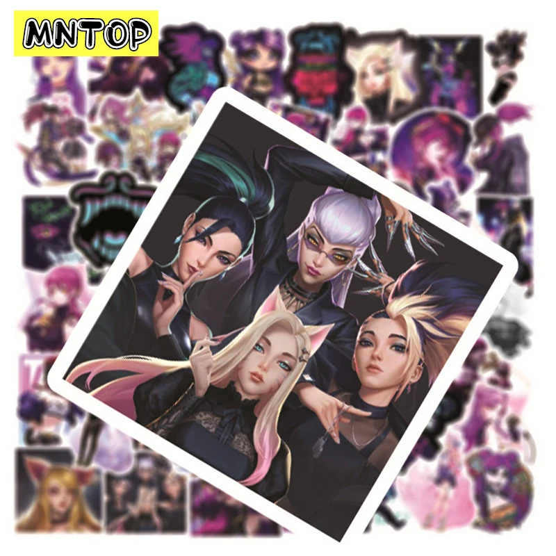 Pegatinas KDA para portátil, juego de pegatinas para guitarra, equipaje, monopatín, teléfono, bicicleta, impermeable, pegatina de Graffiti, juguetes para niños, 10/30/50 unidades