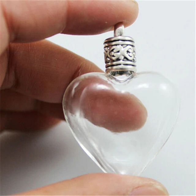 Mini frascos de cristal en forma de corazón, colgantes hebilla de Metal para hacer collares, accesorios de bricolaje, venta al mayor, 5 unids/lote - AliExpress