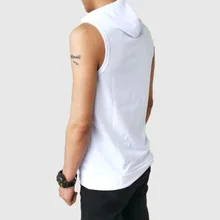 Мужской однотонный жилет, Модный Кардиган большого размера, мужской модный M-5xl жилет с капюшоном без рукавов, майки больших размеров