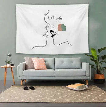 

Simple Love Tapestry Black And White Lover Wall Hanging Tapestries For Home Deco Living Room Bedroom Wall Art Large size