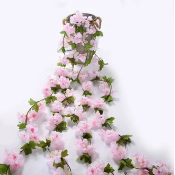 

233cm long Artificial Cherry Blossoms Flower Vines party supplies Garland Silk Fake Cherry Flower Rattan Wedding home Decor