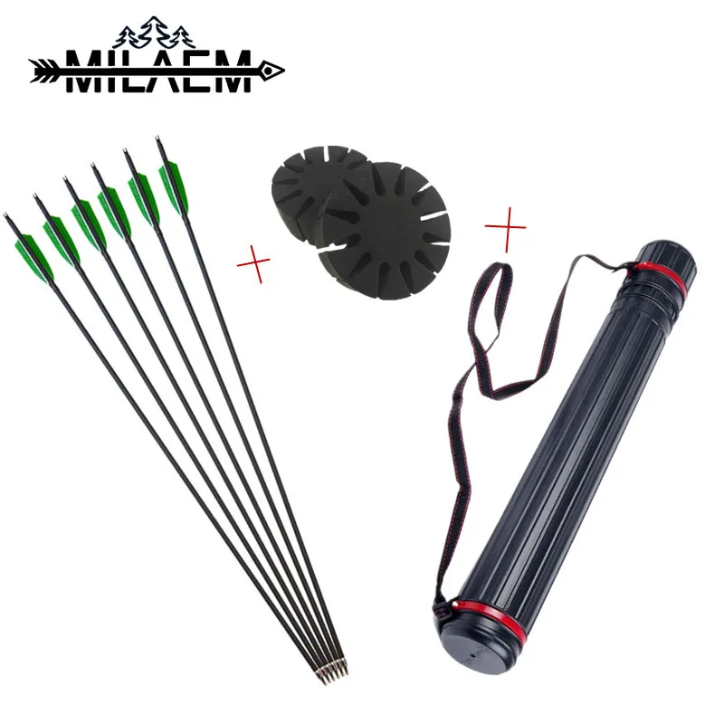 

6 Pcs Archery Carbon Arrows OD 7.8mm ID 6.2 mm With 2 Pcs Arrow Separator And 1 Arrow Quiver Set Shooting Hunting Accessories