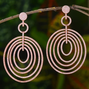 

GODKI Luxury Long Circles Round Dangle Earrings For Women Wedding Cubic Zirconia CZ DUBAI Bridal Earring Jewelry Accessories2020
