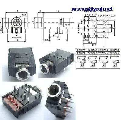 

DHL/EMS 500PCS 8-pin 1/8" 3.5mm Stereo Socket With switch PCB Panel Mount FOR Headphones-A7