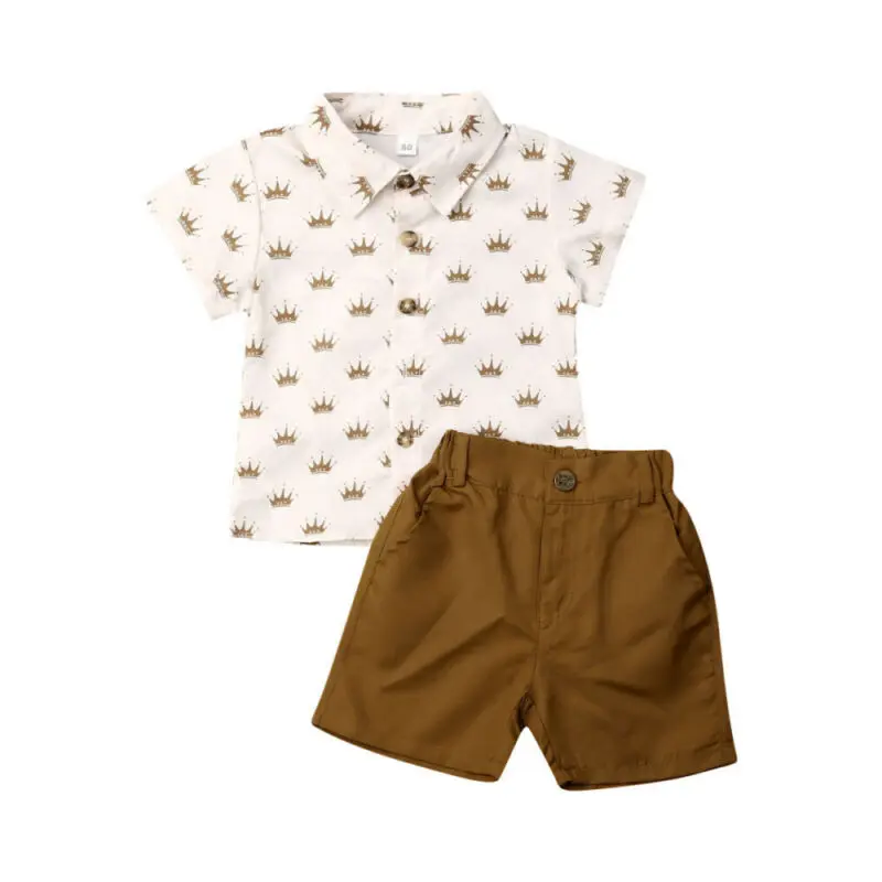 

2PCS Toddler Kids Baby Boy Clothes Set Gentleman Summer Suit Wedding T-Shirt Tops+Pants Shorts Outfits Set 1-6T