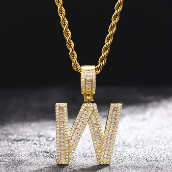 

Punk Letters Pendant Necklace Women Charm AAA Zirconia Alphabet Intinal Men's Hip Hop Necklaces Chain Rock Jewelry