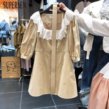 

SuperAen Korean Style Women Dress Solid Color Cotton Fashion Ladies Dress Spring and Summer 2020 New Korean Style Women Clothing