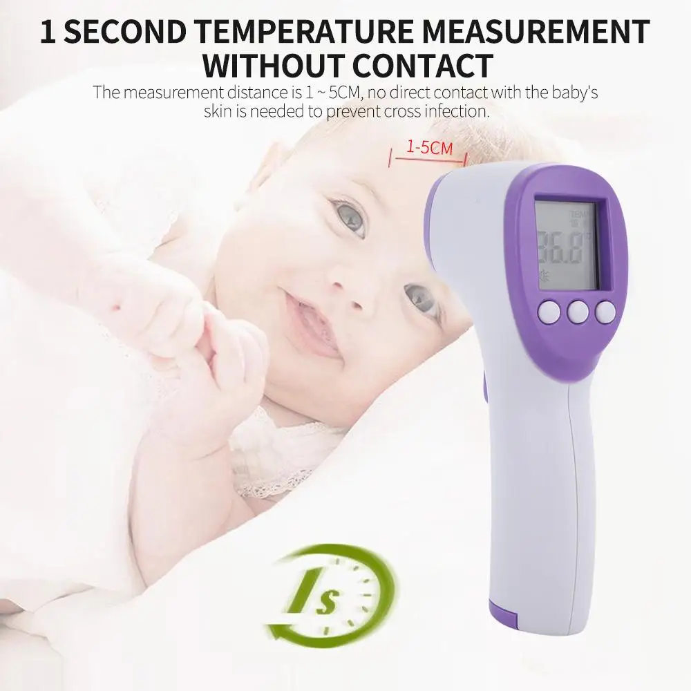 

with LCD Forehead Thermometer Infrared Thermometer Black Red Laser Measurement Measuring Tools Contactless Health Thermometer