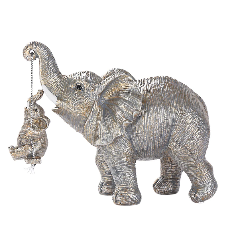 Cute Little Elephant of Polyresin & Crystals Statue Souvenir Figurine Home Decor