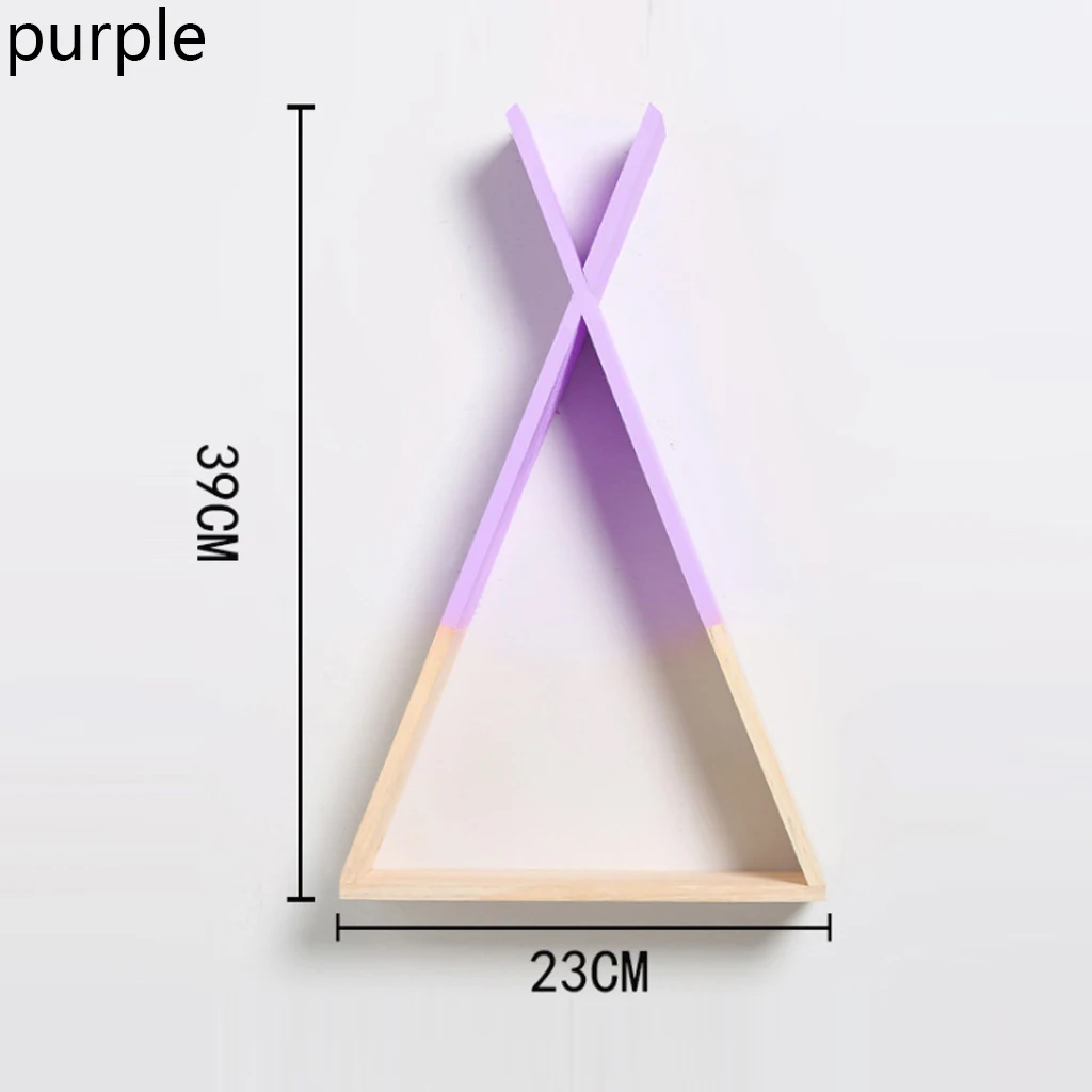 Purple Деревянная полка треугольной формы полка для дома Органайзер стеллаж для выставки товаров гостиной спальни настенные полки украшения дома - Цвет: Purple