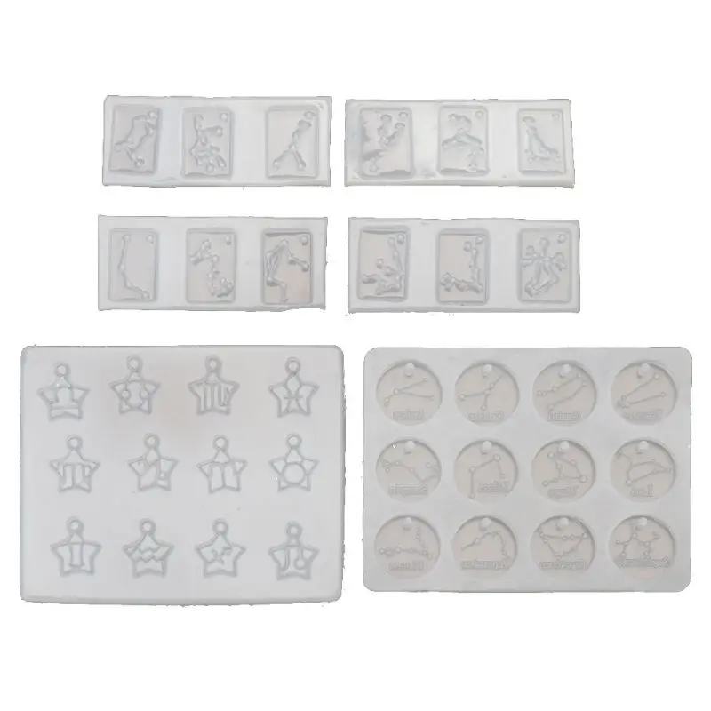 

6Pcs DIY 12 Constellation Round Star Square Shape Pendant Epoxy Resin Mold Handmade Silicone Mold Jewelry Making Tools
