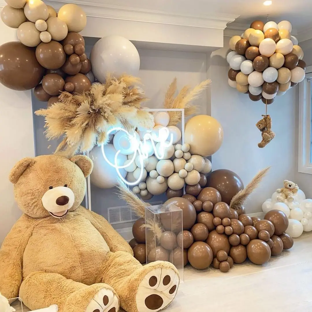 

123pcs Deep Coffee Latex Balloons Garland Wedding Baby Shower Anniversary Party Backdrop Decoration