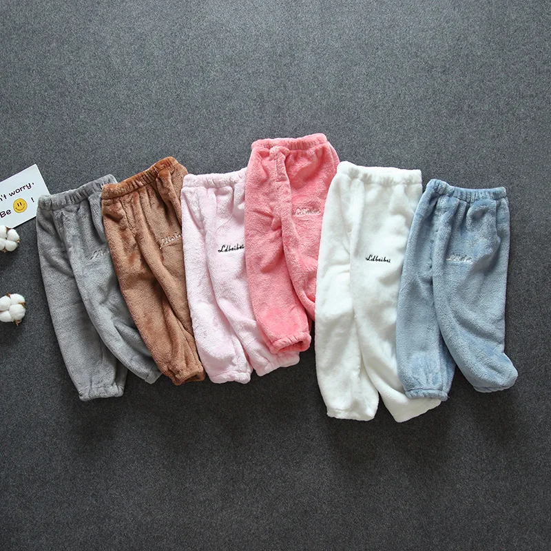 

Children Warm Pants plus Velvet GIRL'S Leggings Winter Outer Wear Thick Baby Sleep Pants BOY'S Household Warm Pants