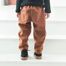 Autumn And Winter CHILDREN'S Trousers Korean-style Solid Color Star Pattern Brushed And Thick Trousers Children Boys' Casua