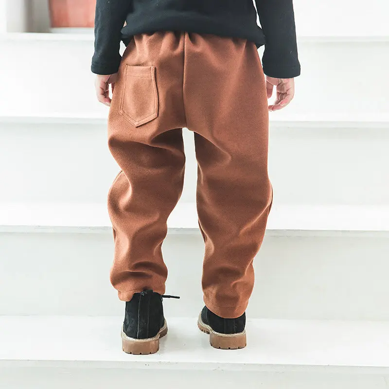 

2019 Autumn And Winter CHILDREN'S Trousers Korean-style Solid Color Star Pattern Brushed And Thick Trousers Children Boys' Casua