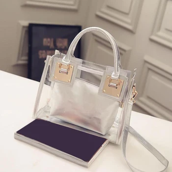 

Women Transparent Handbag 2019 New Female Clear Jelly Shoulder Bag Composite Bag Ladies Fashion Casual Crossbody Bag Hot Sale