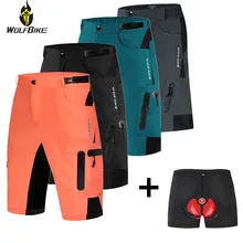 Wolfbike мужские велосипедные шорты для верховой езды, для спорта на открытом воздухе, водоотталкивающие, дышащие, для велосипеда, свободный крой, для спуска на гору, шорты для велосипеда, MTB