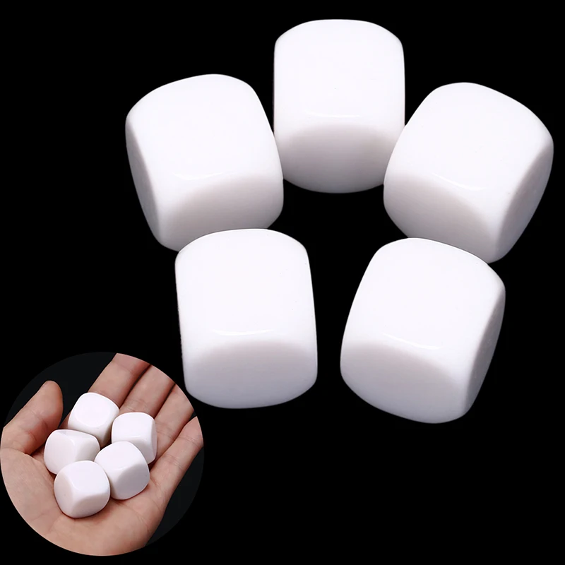 5Pcs/Lot 20mm Blank Dice White Rounded Corner D6 Can Write White Blank Dice Creative Children Teching DIY Dice Set