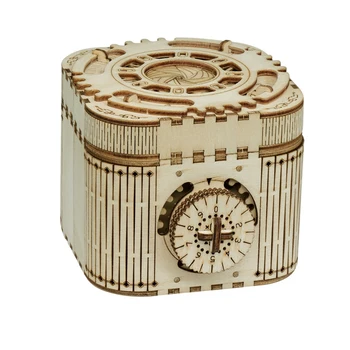 

DIY Handmade Wooden 3D Mechanical Transmission Cipher Music Box Model Assembling Building Block Toys, Need to Be Assembled Manua