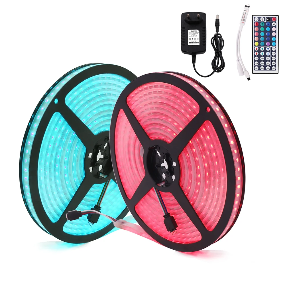 

5m RGB Led Strip Light 12V DC 3535 Remote Control 60LED/M LED Ribbon 300 Pixel Flexible Led Strip with Power Adapter EU/US/UK/AU