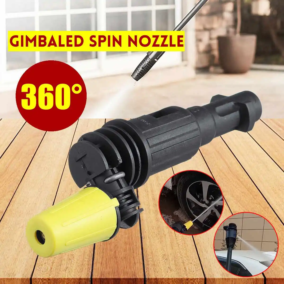 Giratório do Turbocompressor do Choque da Sujeira Gimbaled do Bocal da Rotação da Arruela da Pressão Pontas do Bocal do Pulverizador Apto para Armas do Disparador de Karcher Bocal 360 °