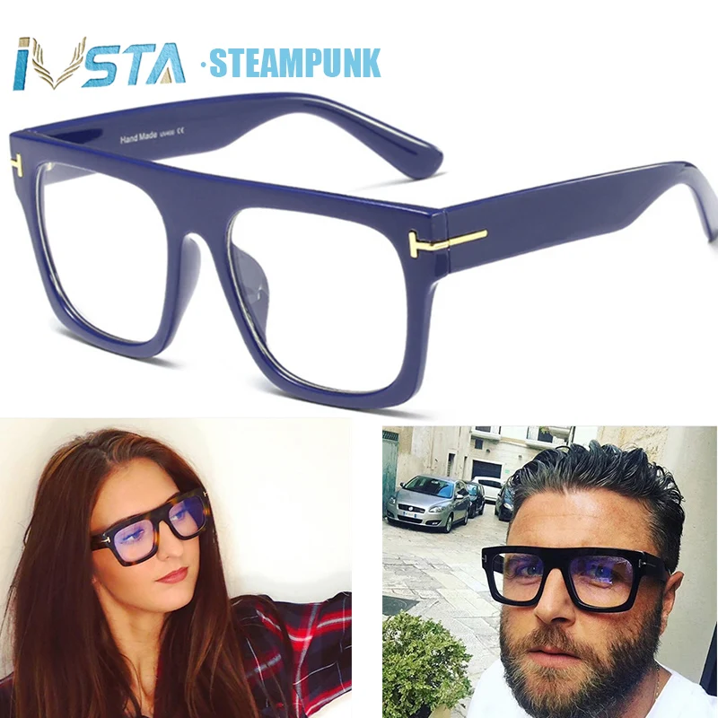 

IVSTA Tom TF Brand Design Oversized Glasses Frame Men Steampunk Big Myopia Women Transparent Nerd Spectacles Computer Luxury