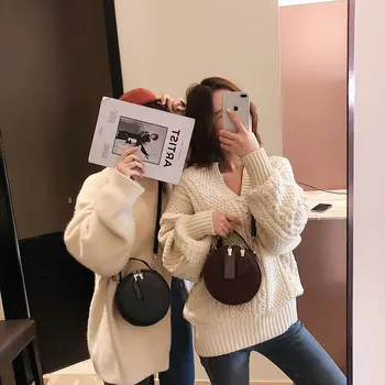 

2019 New Crocodile Pattern Small Round Bag Slung Handbag Minimalist Trend Ladies Shoulder Bag