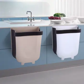 

Small Garbage Box Collapsible Hanging Trash Can Waste Bin Attached To Cabinet Door Kitchen Drawer Bedroom Dorm Room Car