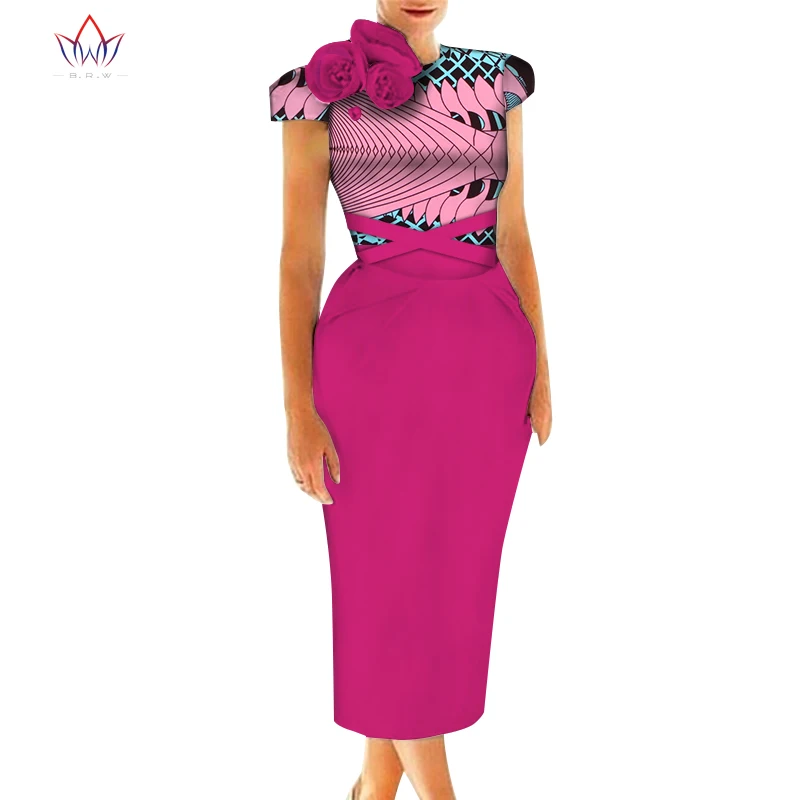Vestidos африканские женские платья 2019 Новая мода 3 роза на плече африканская одежда Дашики Плюс Размер Сексуальные вечерние платья WY5239
