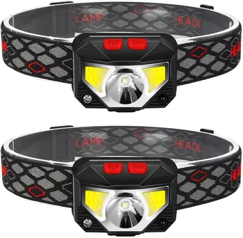 

2-Pack Rechargeable Headlamp Flashlight, 800 Lumens Motion Sensor Head Lamp, IPX4 Waterproof, Bright White Cree Led & Red Light,