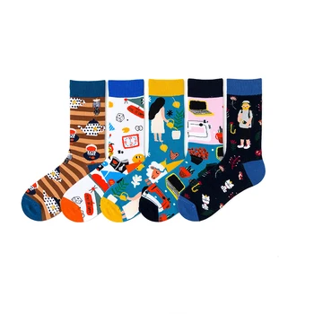 

5 Pairs Women Socks Cotton Colorful Funny Socks Female Cute Lovely Painting Socks 36-43EUR