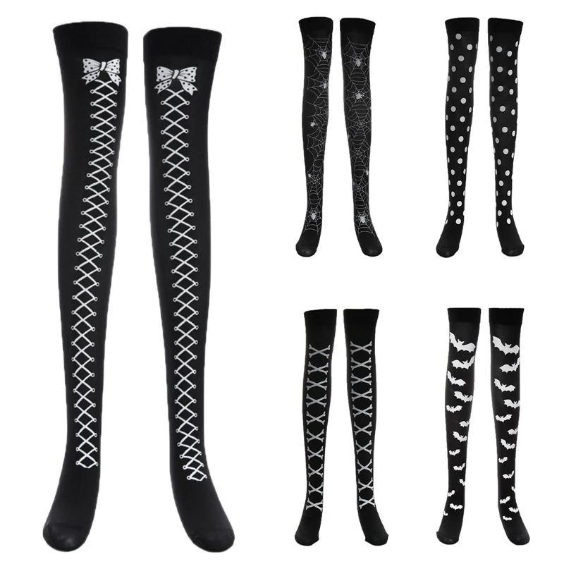 Halloween Skeleton Long Knee High Socks 