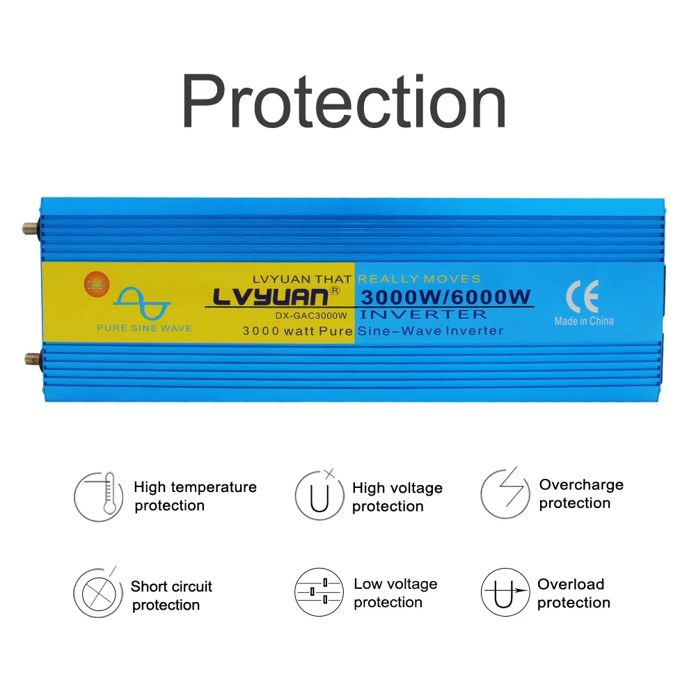 US $196.12 DC24V To AC220V230V 6000Watts Peak EUUniversal socket LCD amp LED Display Pure sine wave double AC Power inverter