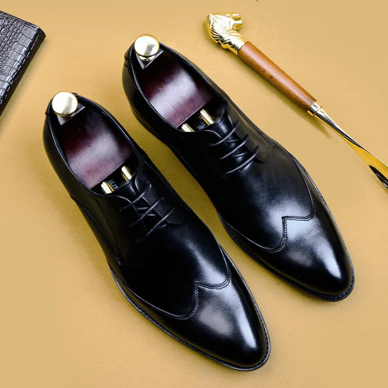 Men Oxford Dress Shoes Formal Business Lace-up Full Grain Leather Minimalist Shoes for Men