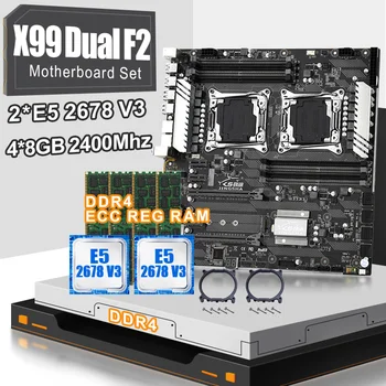 

JINGSHA X99Dual F2 Motherboard Set With 4*8GB DDR4 2400MHZ ECC REG RAM And 2PCS XEON E5 2678V3 12 Cores 24 Threads