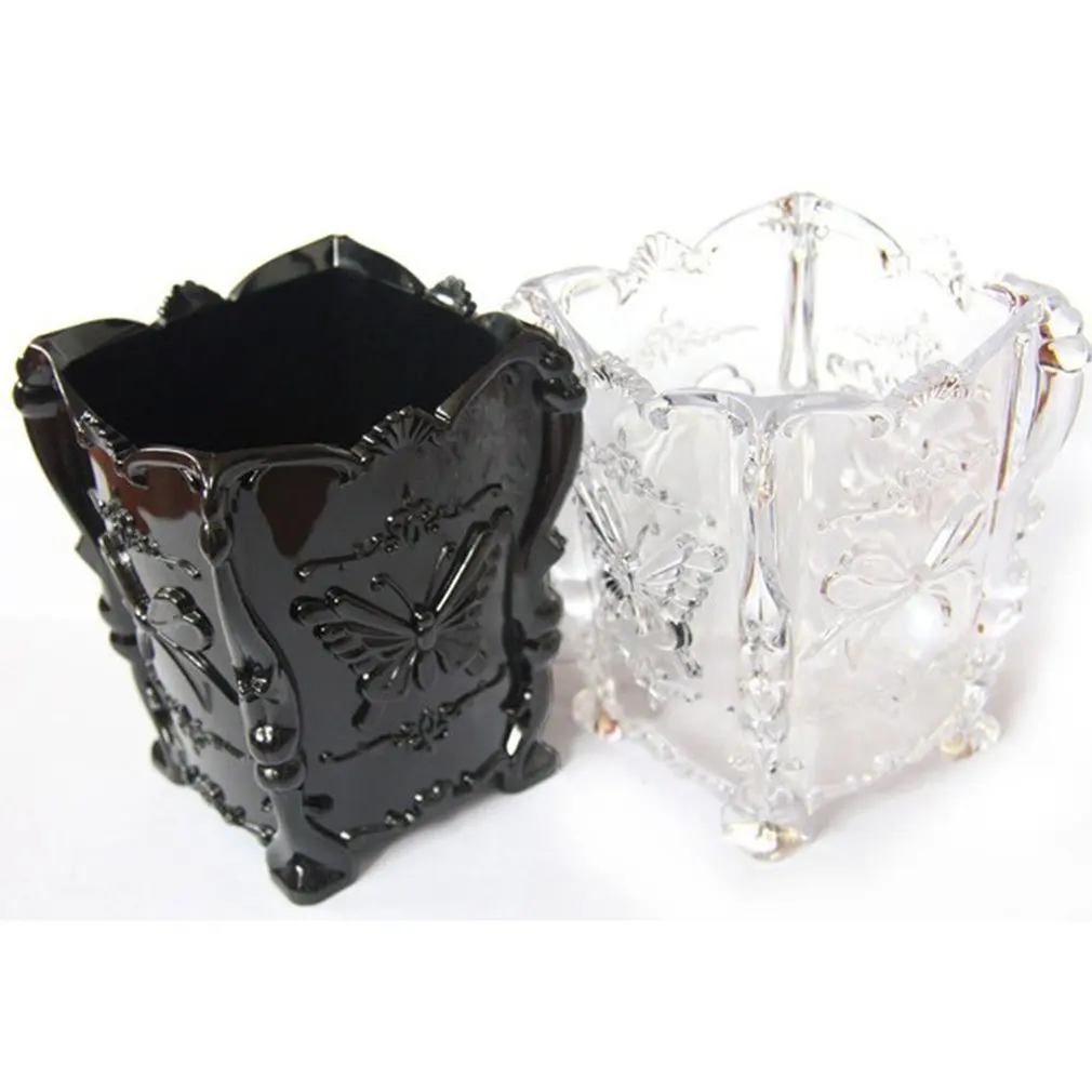 Retro Makeup Organizer Cosmetic Cotton Storage Box Acrylic Butterfly Pattern Case Holder Jewelry box | Дом и сад