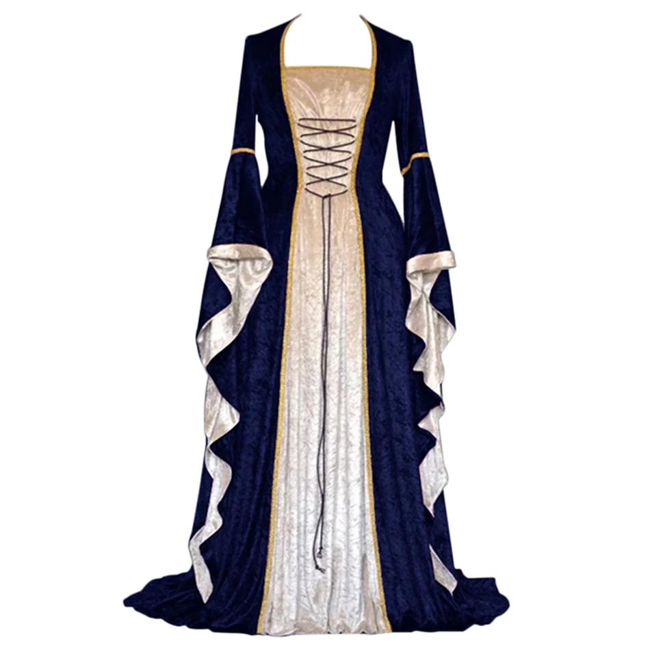 Новое средневековое платье, костюмы на Хэллоуин для женщин, косплей, Благородный дворец, длинные халаты, античный колокол, рукав, костюм принцессы, платье - Цвет: Court princess dress