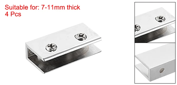 Large 7-10mm 4pcs Uxcell 2/4/8 шт. Стекло кронштейны для полок регулируемый браслет из цинкового сплава держатель прямоугольник для 7-10/7-11/8-10/10-12/10-3 мм толщиной - Цвет: Large 7-10mm 4pcs