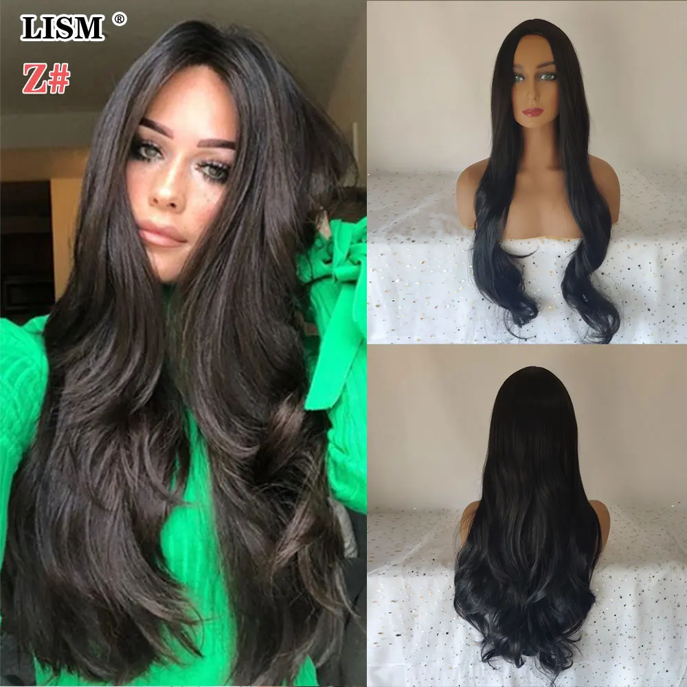 New Natural Long Blonde Synthetic Water Wave Wig Pelucas De Mujer Toupee Hair for Women Lolita Black/White/Brown Fashion Wigs