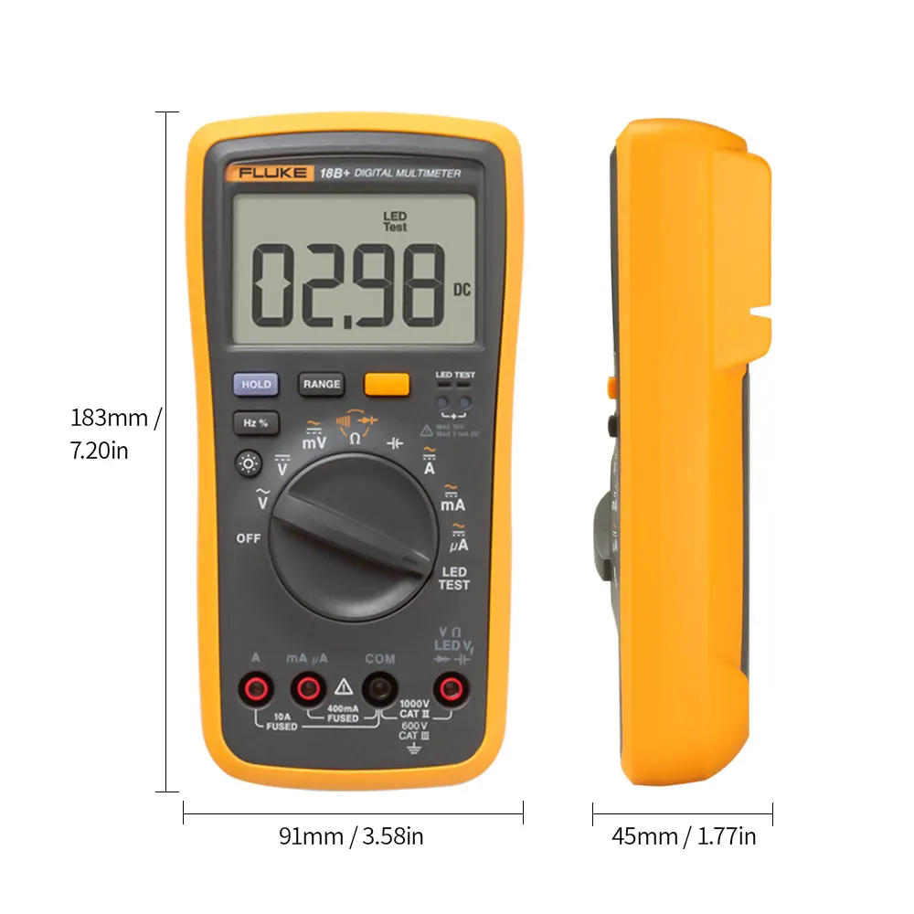 FLUKE F18B+ цифровой мультиметр 4000 отсчетов, профессиональный портативный вольтметр, амперметр, универсальные счетчики