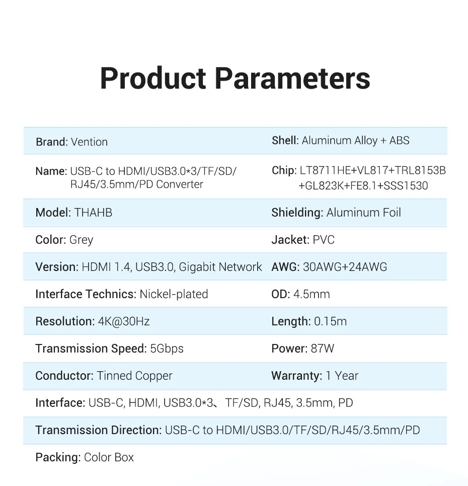 Vention USB C HUB Type-C to 4K HDMI 17 H5a05a13e8d8445e9902a0f969e8c24b4M