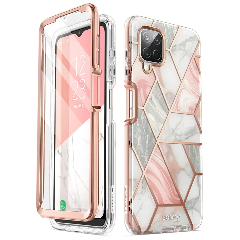 For Samsung Galaxy A12 Case (2020 Release) I-BLASON Cosmo Full-Body Marble Case  Rugged Cover WITH Built-in Screen Protector