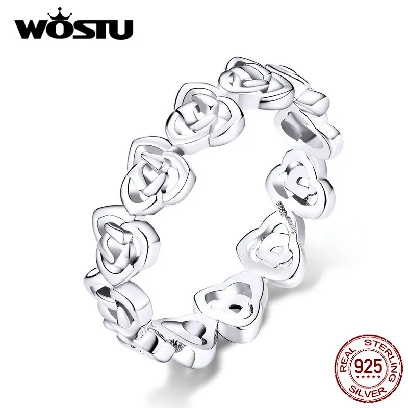 WOSTU,, 925 пробы, Серебряная роза, цветение, обручальное кольцо, для женщин, для влюбленных, модное, настоящее ювелирное изделие, подарки CTR059
